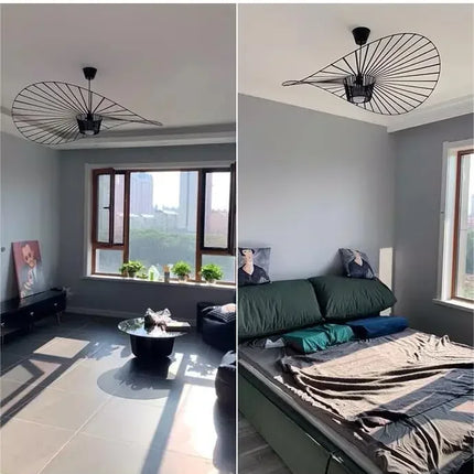 Suspension scandinave en tissu français vert - LED - Ø80 cm - ALBA