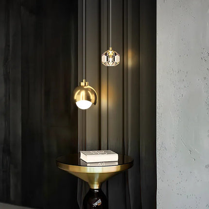Suspension Boule en Verre de Cendre et Métal, Design Contemporain, Lumière Chaude