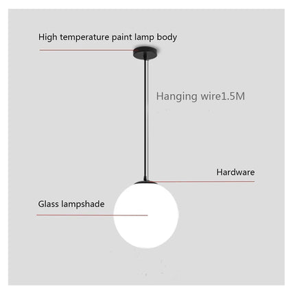 Suspension boule en verre blanc, lumière LED moderne pour ambiance cosy