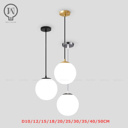 Suspension boule en verre blanc, lumière LED moderne pour ambiance cosy
