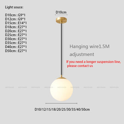 Suspension boule en verre blanc, lumière LED moderne pour ambiance cosy