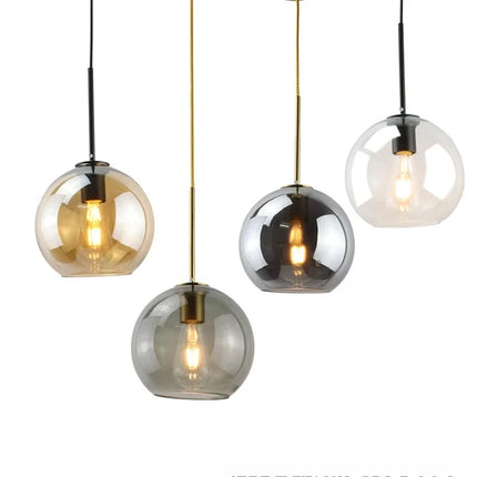 Suspension LED boule en verre noir et violet, design moderne pour intérieur