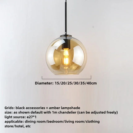 Suspension LED boule en verre noir et violet, design moderne pour intérieur