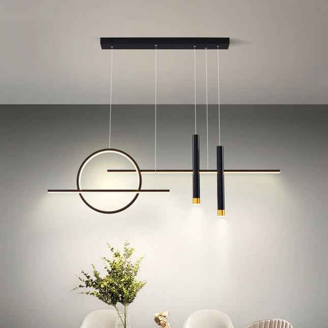Suspension LED moderne en ferronnerie et acrylique, lumière chaude pour salon et cuisine