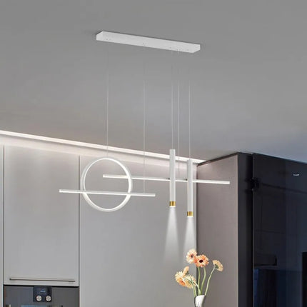Suspension LED moderne en ferronnerie et acrylique, lumière chaude pour salon et cuisine