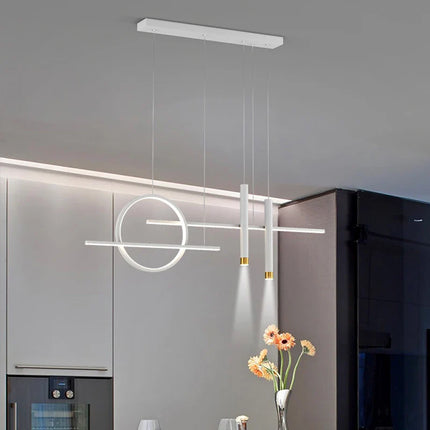 Suspension LED moderne en ferronnerie et acrylique, lumière chaude pour salon et cuisine