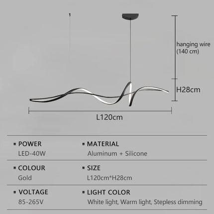 Suspension LED moderne en aluminium, lumière chaude réglable pour intérieur