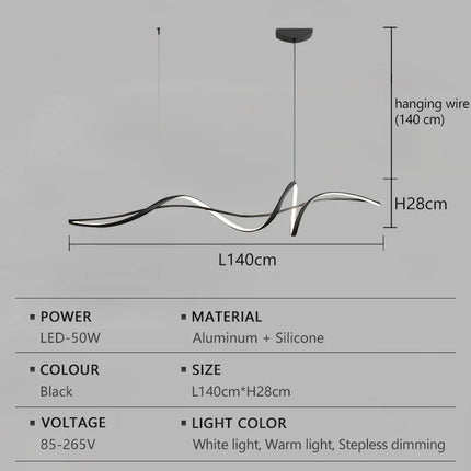 Suspension LED moderne en aluminium, lumière chaude réglable pour intérieur