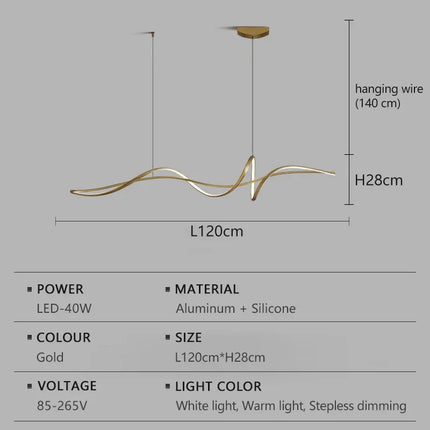 Suspension LED moderne en aluminium, lumière chaude réglable pour intérieur