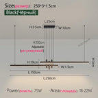 Noir L250cm / Lumière Froide Blanc (6000K)