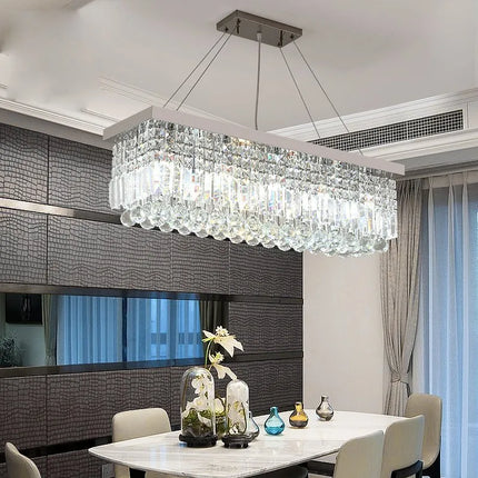 Suspension lustre cristal moderne LED pour salon et salle à manger