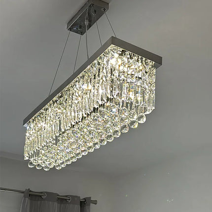 Suspension lustre cristal moderne LED pour salon et salle à manger