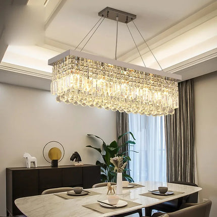 Suspension lustre cristal moderne LED pour salon et salle à manger