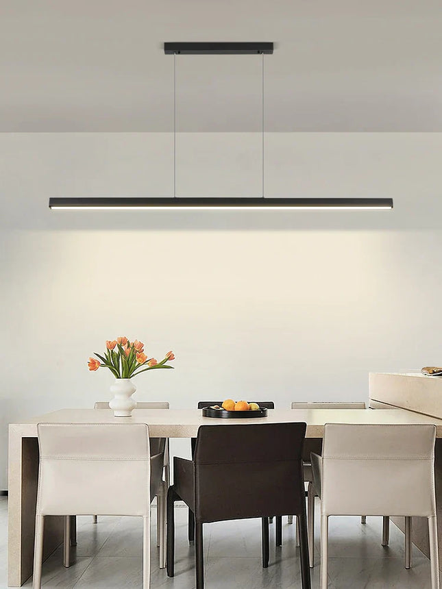 Suspension LED linéaire moderne en aluminium pour salle à manger, lumière chaude réglable