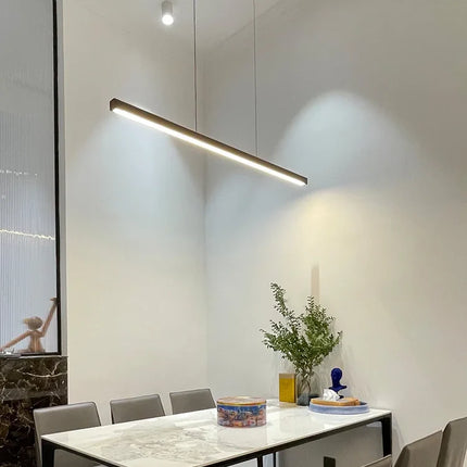 Suspension LED linéaire moderne en aluminium pour salle à manger, lumière chaude réglable