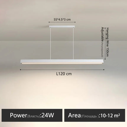 Suspension LED linéaire moderne en aluminium pour salle à manger, lumière chaude réglable