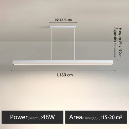 Suspension LED linéaire moderne en aluminium pour salle à manger, lumière chaude réglable