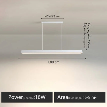 Suspension LED linéaire moderne en aluminium pour salle à manger, lumière chaude réglable