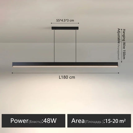Suspension LED linéaire moderne en aluminium pour salle à manger, lumière chaude réglable