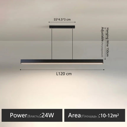 Suspension LED linéaire moderne en aluminium pour salle à manger, lumière chaude réglable