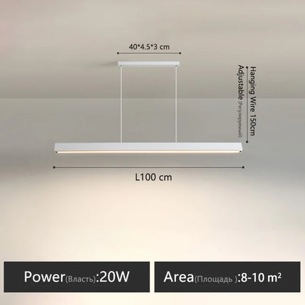 Suspension LED linéaire moderne en aluminium pour salle à manger, lumière chaude réglable