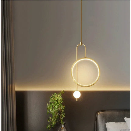Suspension LED Boule en Verre Noir et Or, Lumière Chaude Moderne