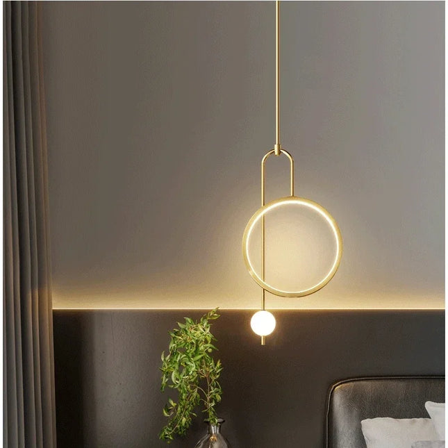 Suspension LED Boule en Verre Noir et Or, Lumière Chaude Moderne