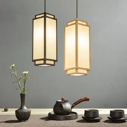 Suspension chinoise en tissu beige, design moderne pour salon et salle à manger