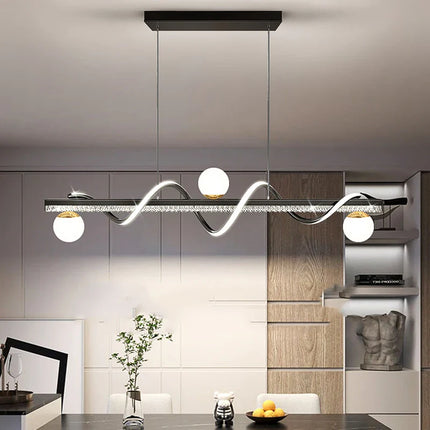 Suspension LED moderne en ferronnerie et acrylique, lumière chaude réglable pour salon et salle à manger