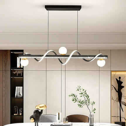 Suspension LED moderne en ferronnerie et acrylique, lumière chaude réglable pour salon et salle à manger