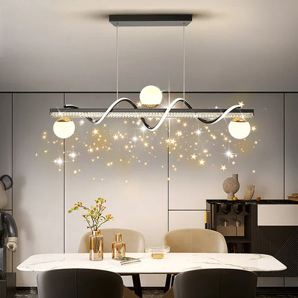 Suspension LED moderne en ferronnerie et acrylique, lumière chaude réglable pour salon et salle à manger