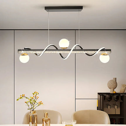 Suspension LED moderne en ferronnerie et acrylique, lumière chaude réglable pour salon et salle à manger