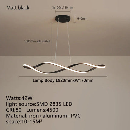 Suspension LED Moderne à Intensité Variable avec Télécommande – Hauteur Réglable 92 cm, Éclairage Îlot et Salle à Manger
