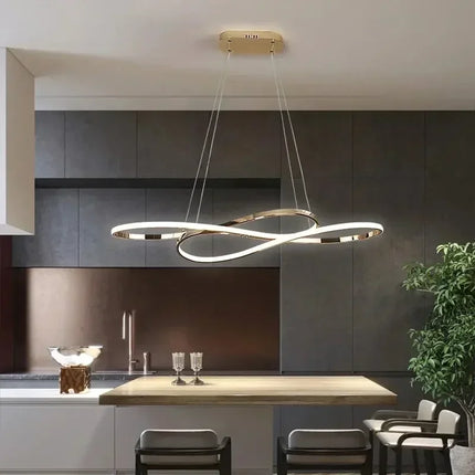 Suspension LED moderne galvanisée or/argent avec télécommande et gradation