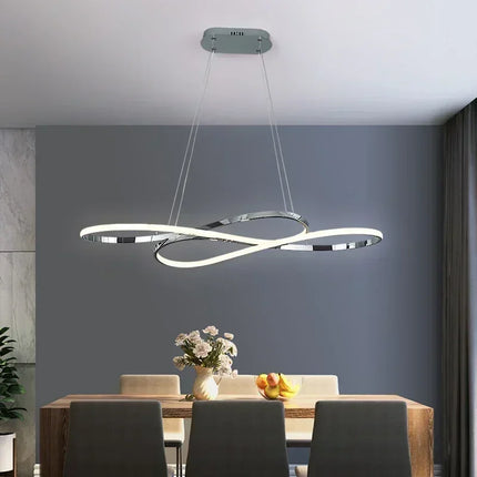 Suspension LED moderne galvanisée or/argent avec télécommande et gradation