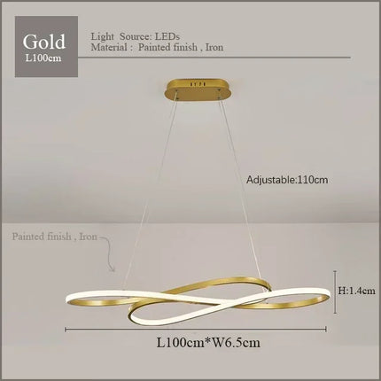 Suspension LED moderne galvanisée or/argent avec télécommande et gradation