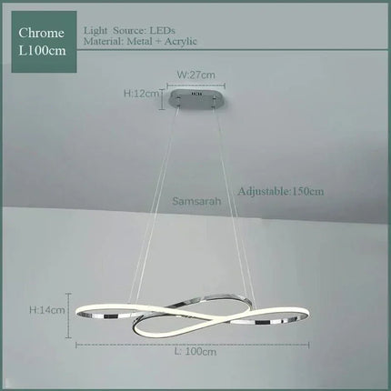 Suspension LED moderne galvanisée or/argent avec télécommande et gradation