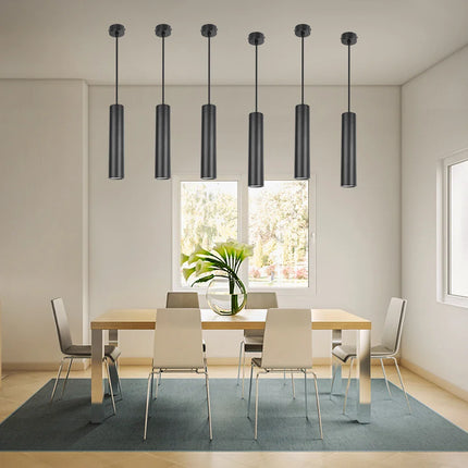 Suspension LED moderne en aluminium noir, lumière chaude ou neutre, 160-300mm