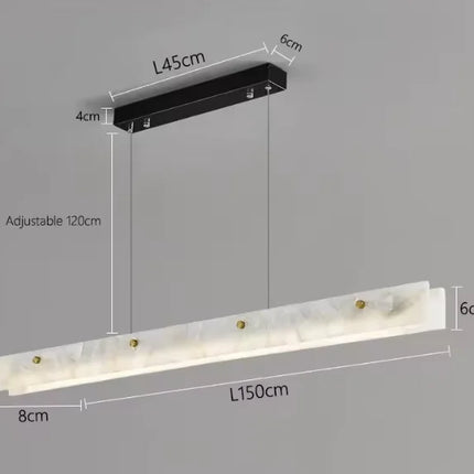 Suspension linéaire en marbre et acier inoxydable LED, design moderne pour salle à manger et chambre
