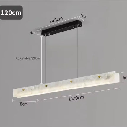 Suspension linéaire en marbre et acier inoxydable LED, design moderne pour salle à manger et chambre