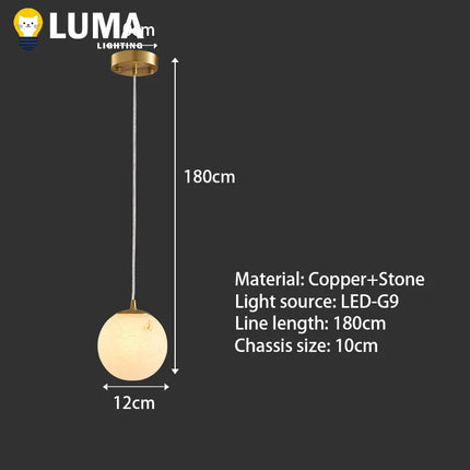 Suspension en cuivre massif et marbre espagnol, design luxe moderne