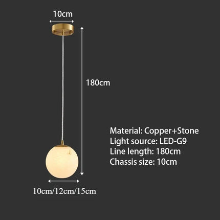 Suspension en cuivre massif et marbre espagnol, design luxe moderne