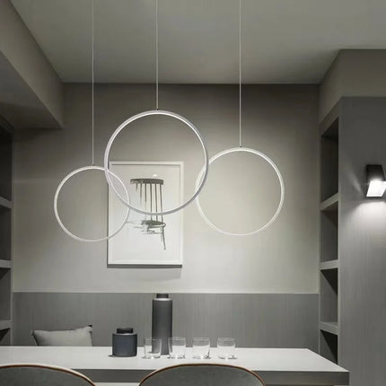 Suspension anneau circulaire nordique en aluminium, lumière LED dimmable