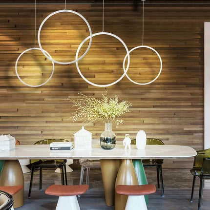 Suspension anneau circulaire nordique en aluminium, lumière LED dimmable