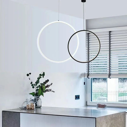 Suspension anneau circulaire nordique en aluminium, lumière LED dimmable