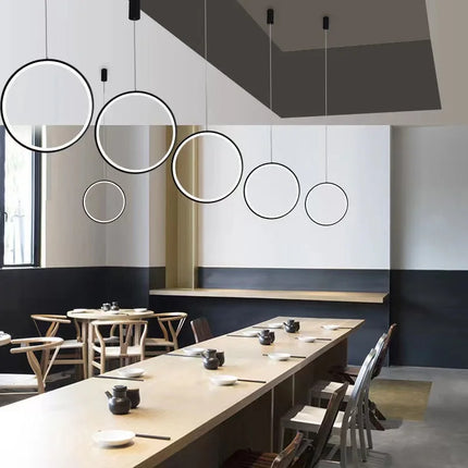 Suspension anneau circulaire nordique en aluminium, lumière LED dimmable
