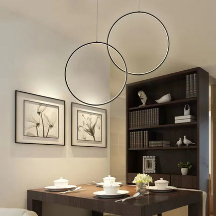 Suspension anneau circulaire nordique en aluminium, lumière LED dimmable