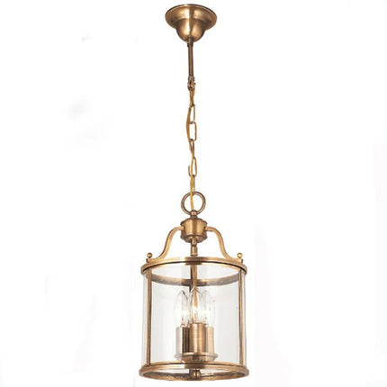 Suspension vintage en cuivre avec cage à oiseaux en verre, éclairage chaleureux