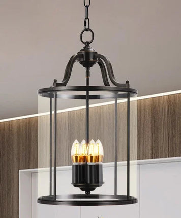 Suspension vintage en cuivre avec cage à oiseaux en verre, éclairage chaleureux