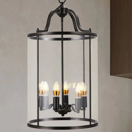 Suspension vintage en cuivre avec cage à oiseaux en verre, éclairage chaleureux